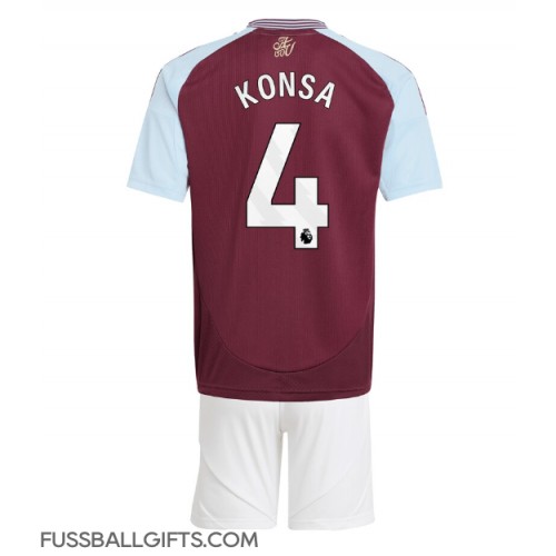 Aston Villa Ezri Konsa #4 Fußballbekleidung Heimtrikot Kinder 2024-25 Kurzarm (+ kurze hosen)